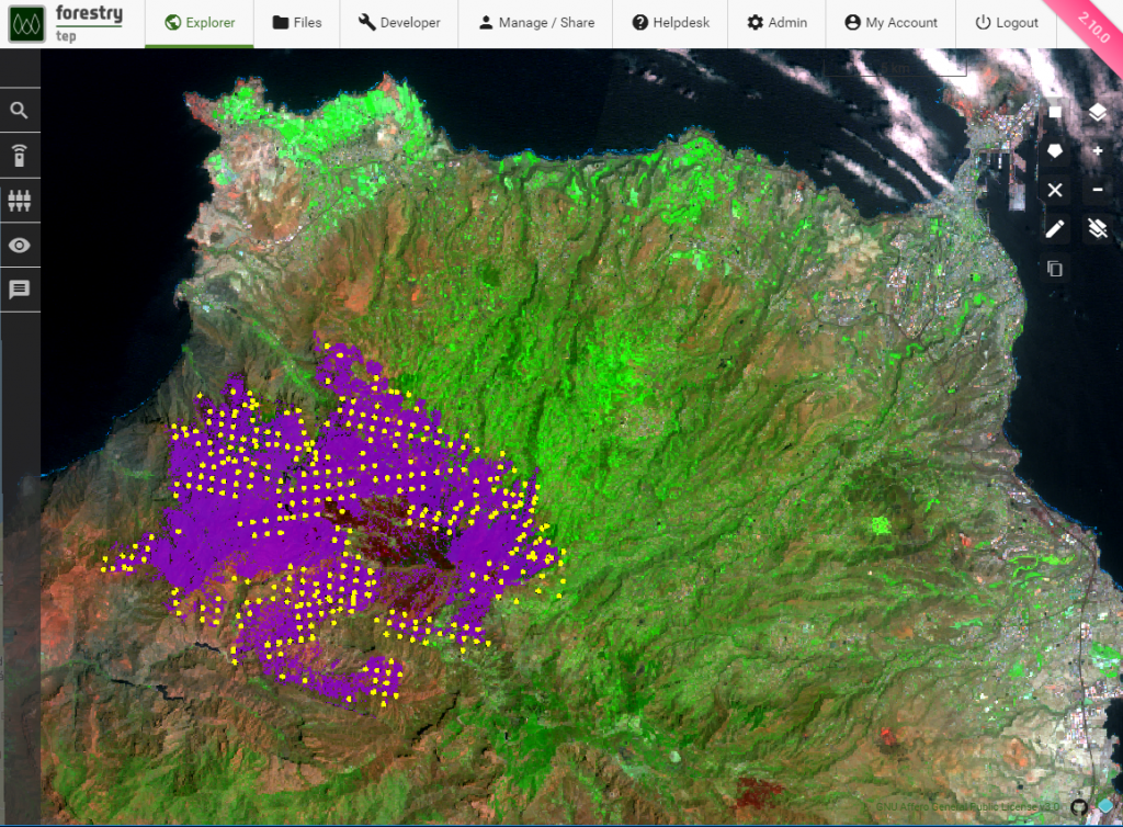 Autochange result on Sentinel-2 image