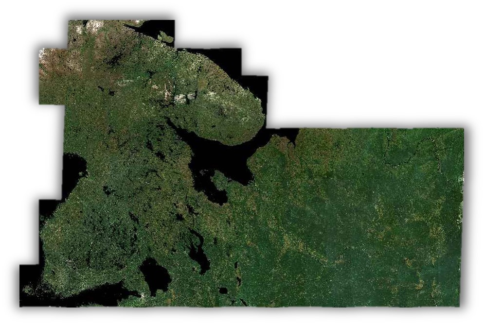 Satellite image of Finland and parts of Russia.